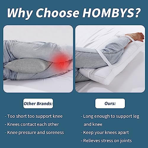 HOMBYS Knee Pillow for Side Sleepers 3 Height Cotton Leg Pillow