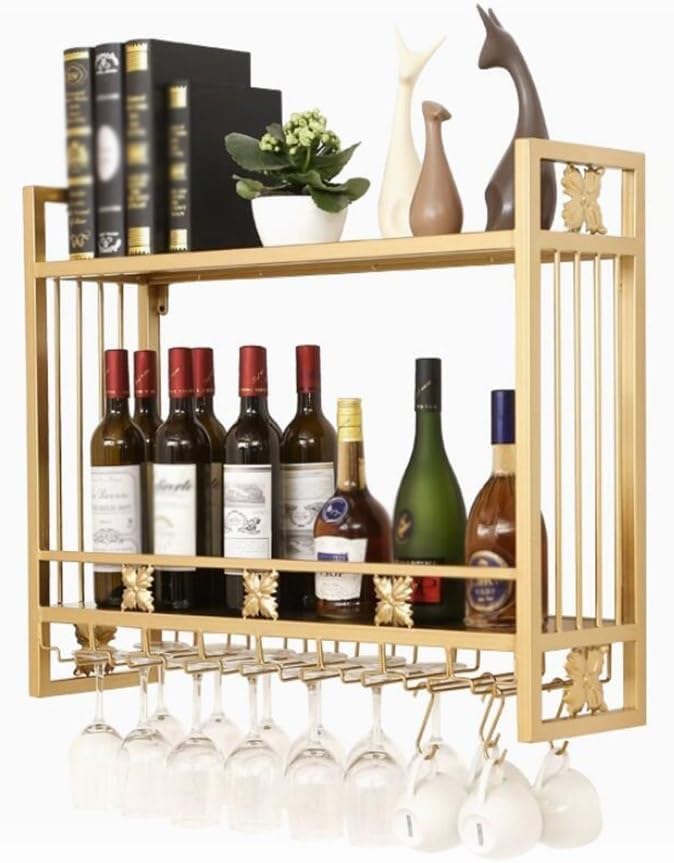 SilteD Wall-Mounted 2-Tier Wine Rack - Industrial Style 120x22cm