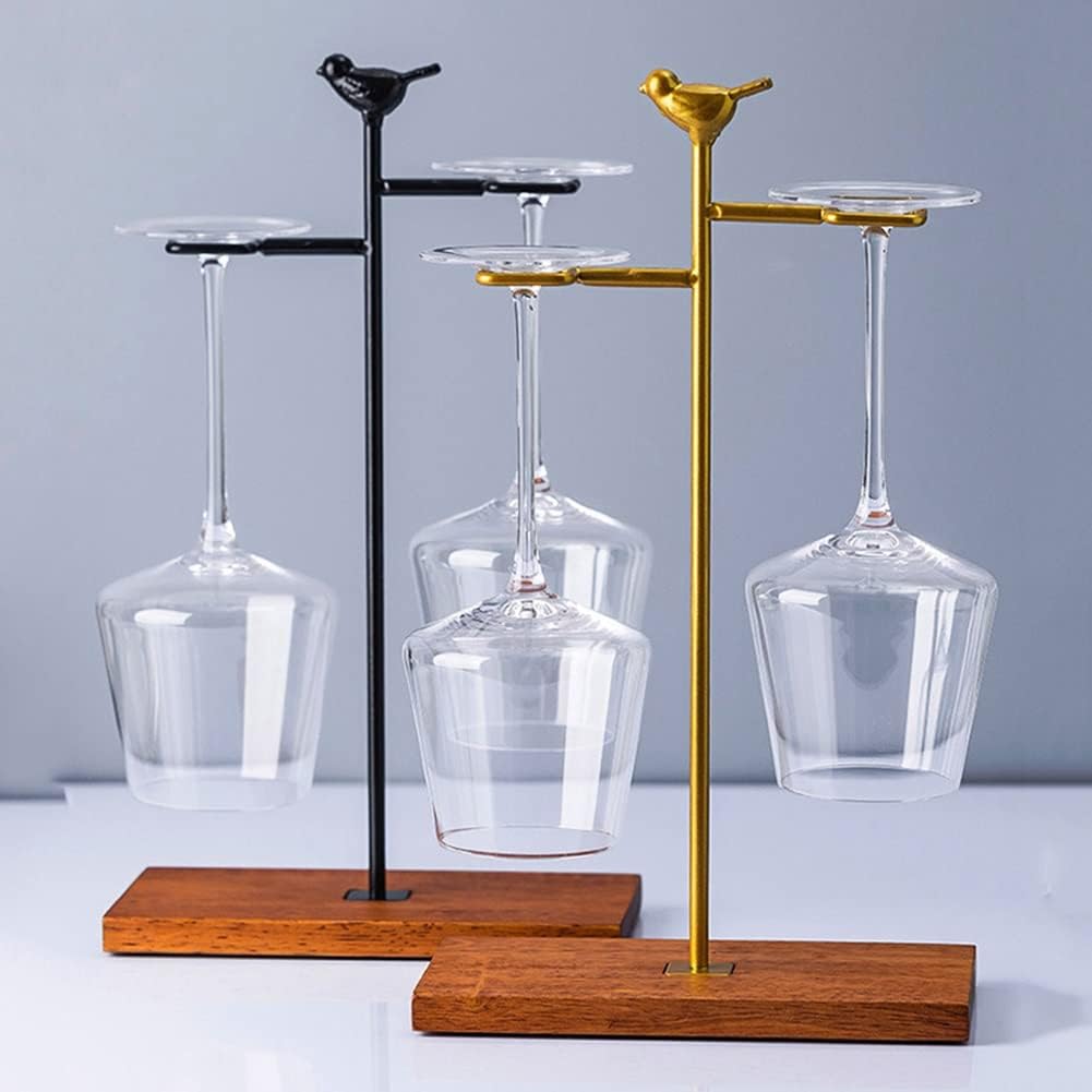 NWB Upside Down Wine Glass Rack - Gold Finish Holds 2 Glasses