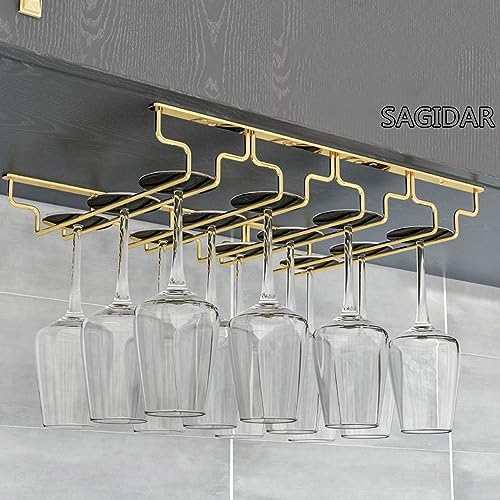 SAGIDAR Stainless Steel Wine Glass Holder Under Cabinet Rack 345cm-91cm