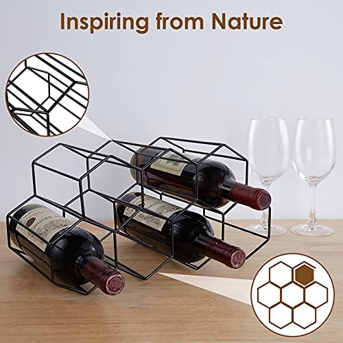 Fomanish 7 Bottle Holder - Modern Metal Wine Rack for Kitchen Wine Cellar