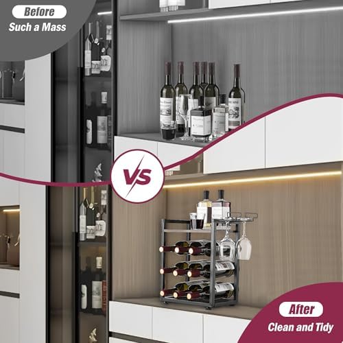 Facka 4-Tier Tabletop Wine Rack with 9 Bottles 1