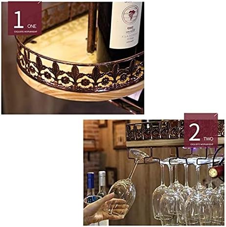 Ceiling Hanging Wine Rack with Glass Holder Shelf