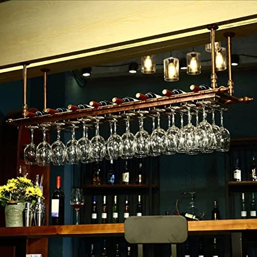 Ceiling Hanging Wine Rack with Glass Holder Black 80x35cm 1