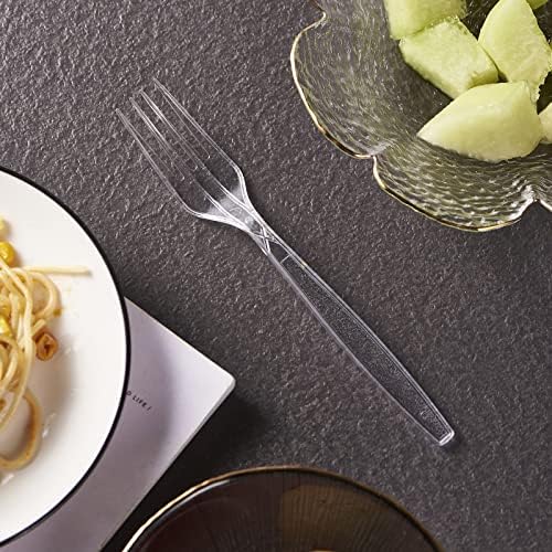 FULING 300 Count Clear Plastic Forks Heavy Duty