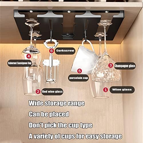 WORDFUN Stainless Steel Wine Glass Rack 6 Rows Durable Adjustable