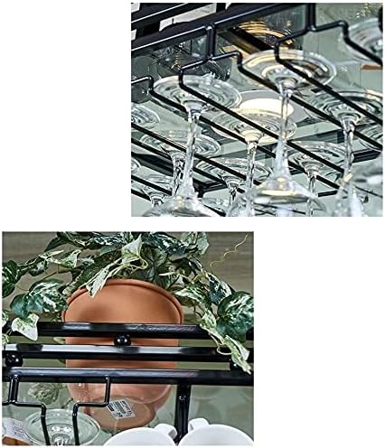 Ceiling Hanging Wine Rack with Glass Holder Shelf Wall-Mounted Goblet Rack 80x35cm