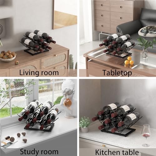 KOKSTOP Black Metal Wine Rack with 7 Bottles Capacity