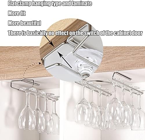 WORDFUN Wine Glass Rack Under Cabinet Metal Stainless Steel Holder