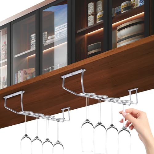 Lemecima 4Pack Stainless Steel Wine Glass Holder 14 Inch Rack