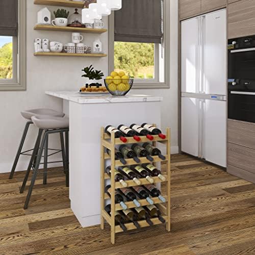 SMIBUY Bamboo Wine Rack 20 Bottles 5-Tier Free Standing