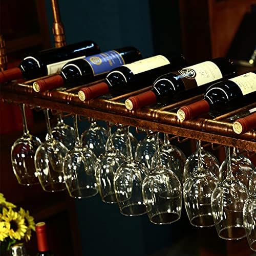 Ceiling Hanging Wine Rack with Glass Holder Black 80x35cm 1