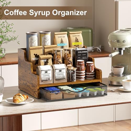 Yuzehuaza 3-Tier Liquor Display Shelf with Drawer