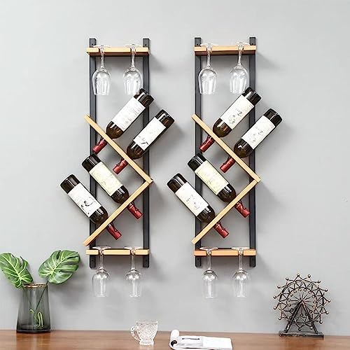ZJDYDY Wall-Mounted Wooden Wine Rack Set