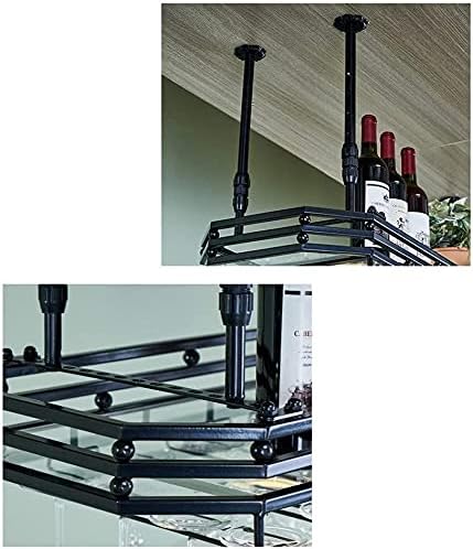 Ceiling Hanging Wine Rack with Glass Holder Shelf Wall-Mounted Goblet Rack 80x35cm
