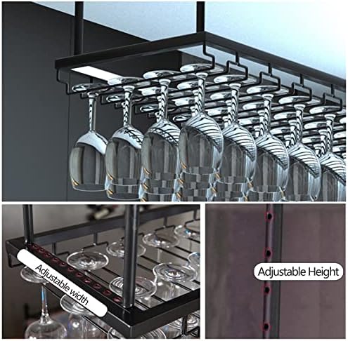Suuim Ceiling Wine Rack Holder with Adjustable Storage