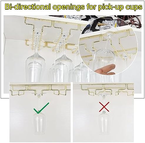 SAGIDAR Wine Glass Holder Under Cabinet Gold