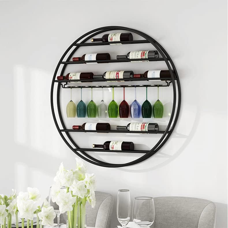 Wall Mounted Iron Wine Rack with Glass Holder