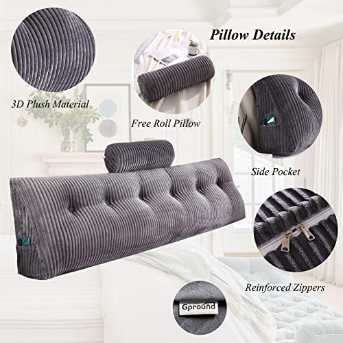 Gpround Wedge Headboard Pillow Set Large Bolster for Bed Rest