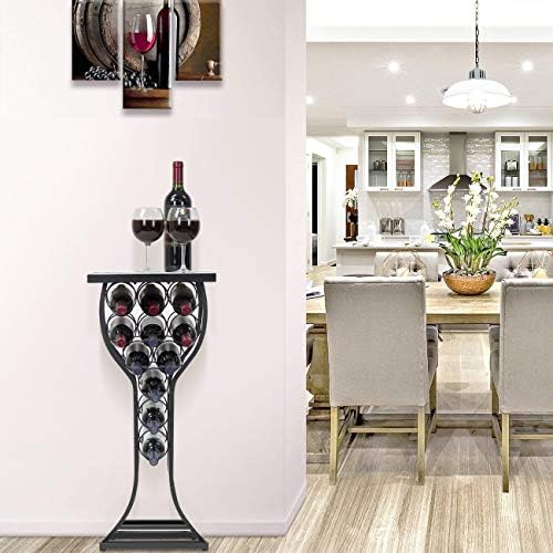 Sorbus Freestanding Wine Rack Console with White Marble Top