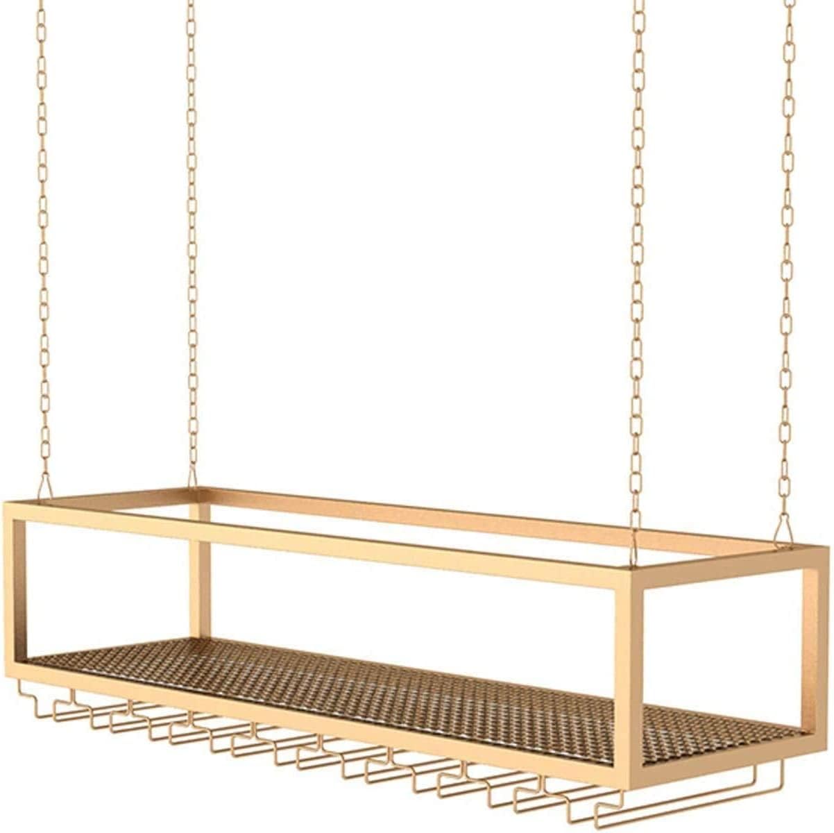 EliteBloom Ceiling Wine Rack Holder Gold 60x25cm