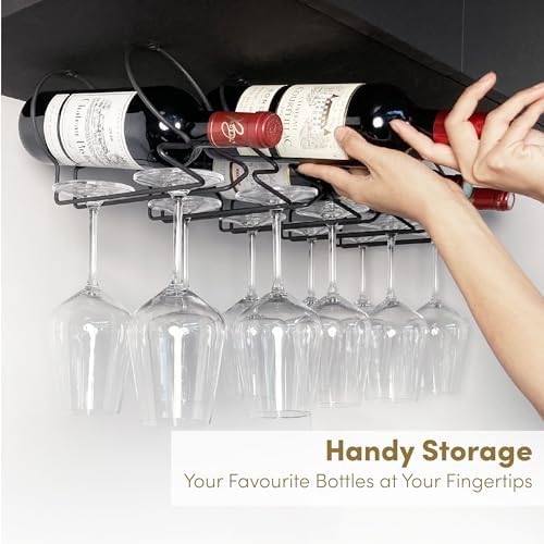 xympo Under Cabinet Wine Rack with Glass Hanger Set of 5