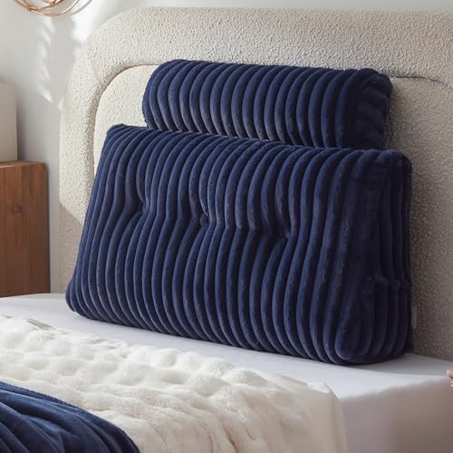 AmyWtb Headboard Pillow with Neck Roll Pillow Blue 39x8x20 Inches