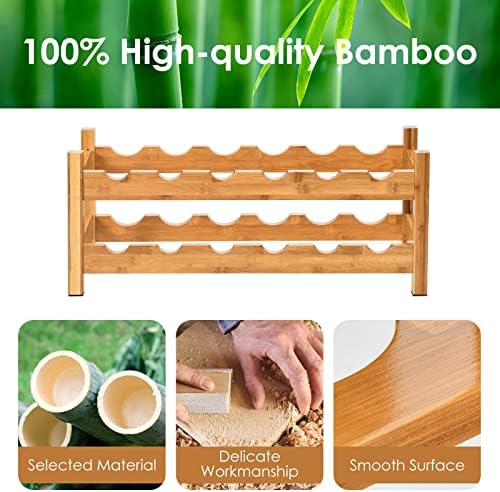 COSTWAY 12 Bottle Bamboo Wine Rack 2-Tier Freestanding