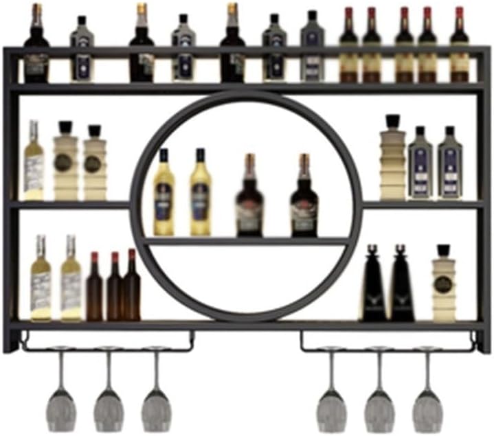 SilteD Wall-Mounted Wine Rack - 120x15x80Cm Black Metal