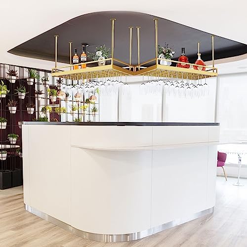 Adjustable Ceiling Wine Glass Rack for Bar and Kitchen