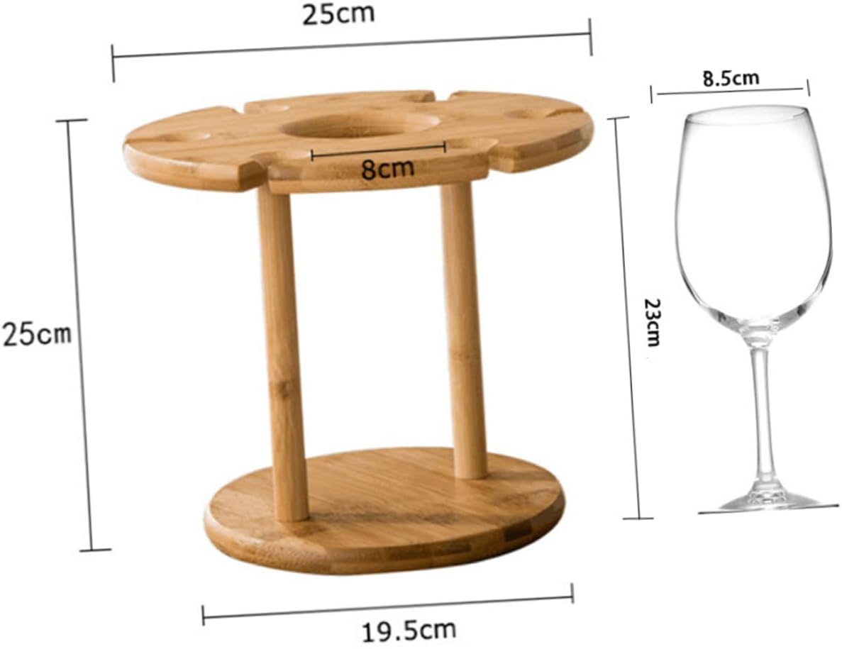 Luxshiny 6-Hole Wooden Wine Glass Holder Rack