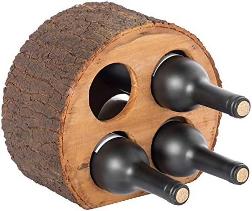 Vintiquewise Round Wood Log Style 4 Bottle Wine Rack