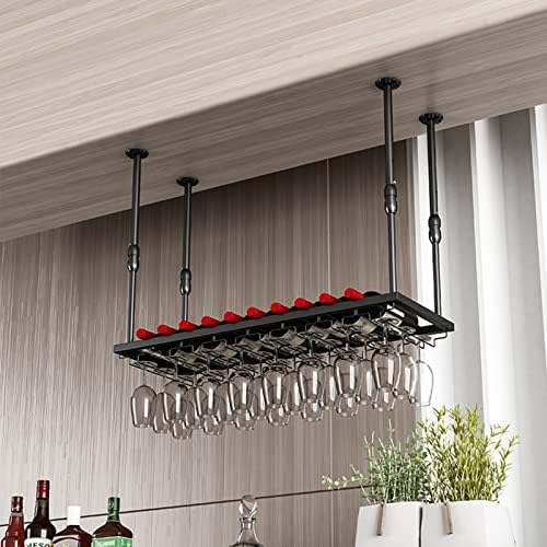 Suuim Metal Hanging Wine Glass Rack with Adjustable Ceiling Mount