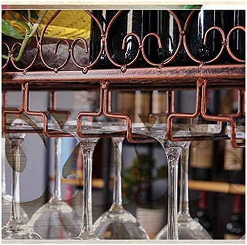 Ceiling Hanging Wine Rack with Glass Holder Shelf 120x25cm Brown
