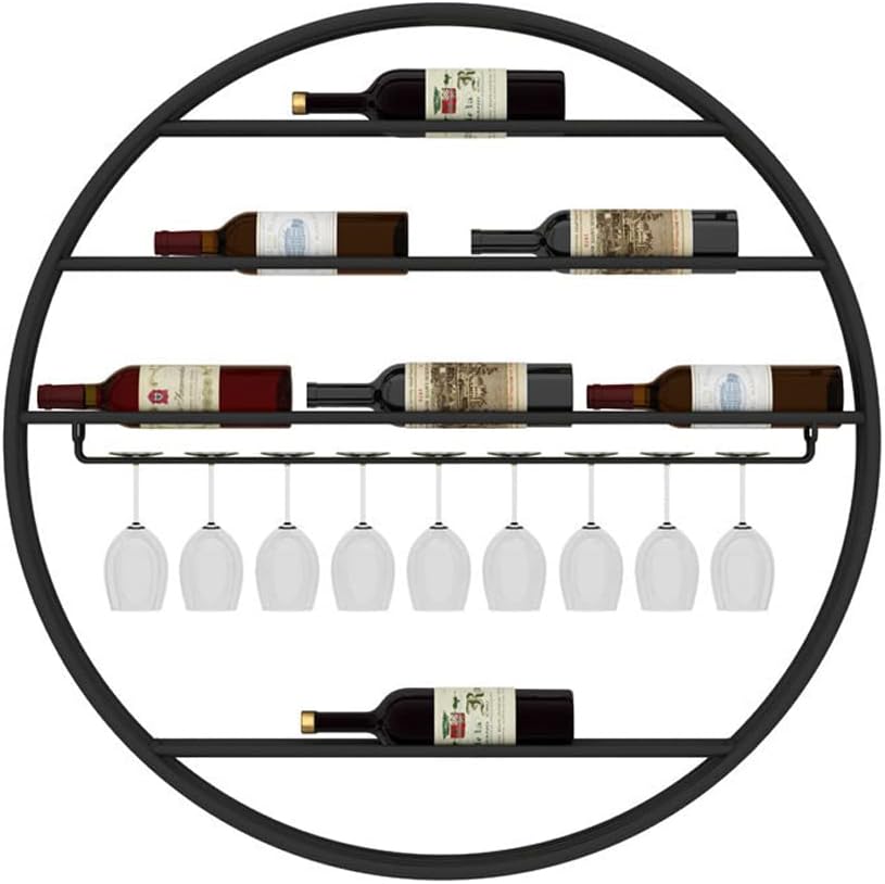 Wall Mounted Iron Wine Rack with Glass Holder
