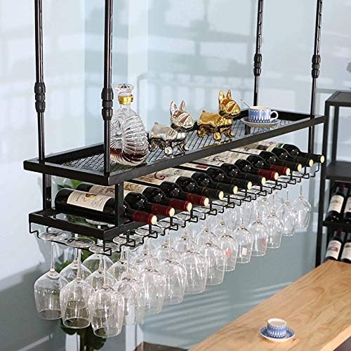Wall-Mounted Wine Rack with Adjustable Height - 80cm Black