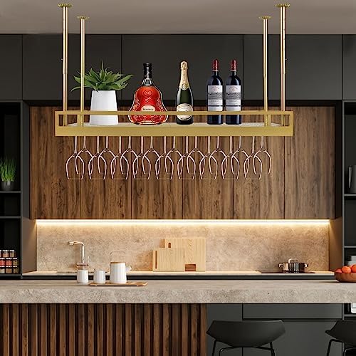 Adjustable Ceiling Wine Glass Rack for Bar and Kitchen