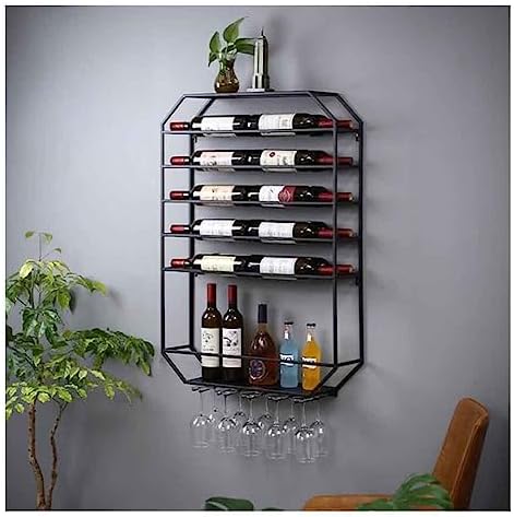 Wall Mounted Wine Rack with Glass Holder Black 70x85x100cm