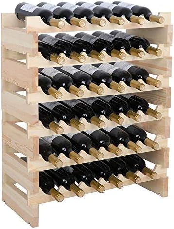 Smartxchoices 36 Bottle Wine Rack with Sturdy Pine Wood Construction