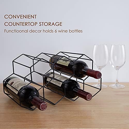 Fomanish 7 Bottle Holder - Modern Metal Wine Rack for Kitchen Wine Cellar