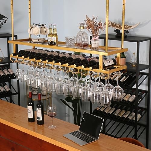 SAGIDAR Ceiling Wine Rack Adjustable 3-Tier Metal Holder