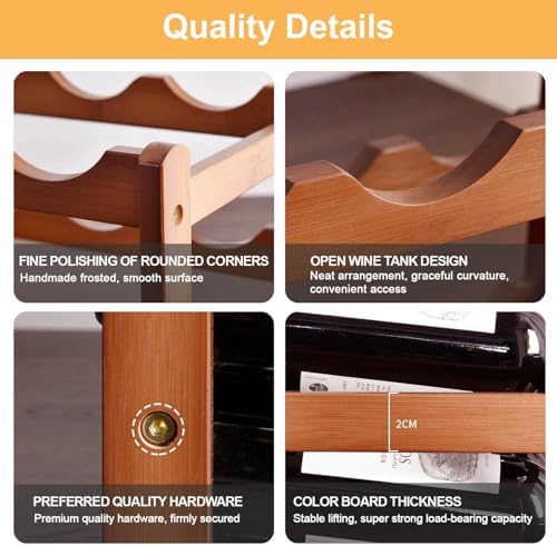 RUIQINQI 12 Bottle Wooden Wine Rack with 3 Tiers