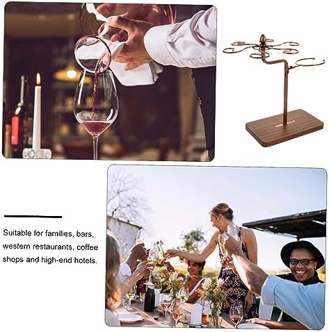 Ciieeo 1pc Iron Wood Wine Glass Holder