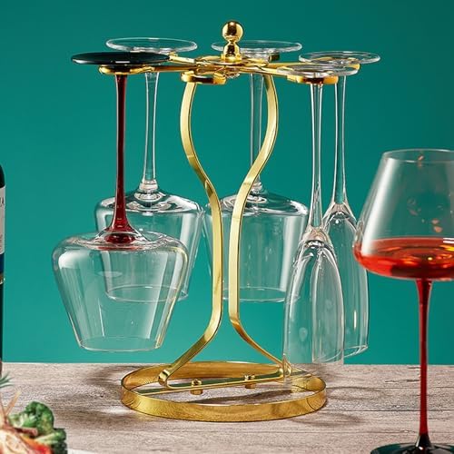 Elegant Gold Wine Glass Holder with 6 Hooks
