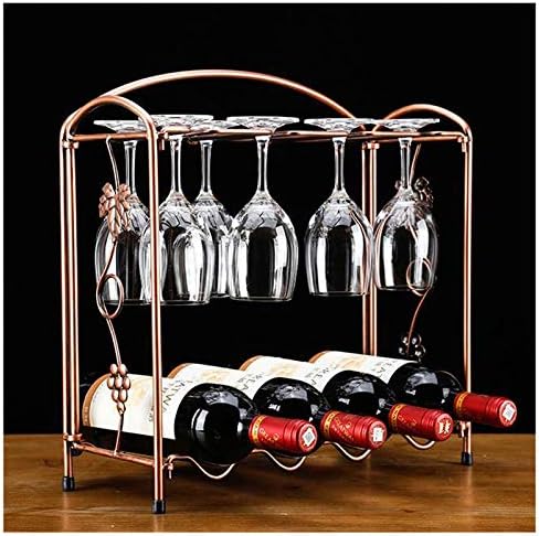 BOCbco Tabletop Metal Wine Rack - 4 Bottles 8 Glasses Holder