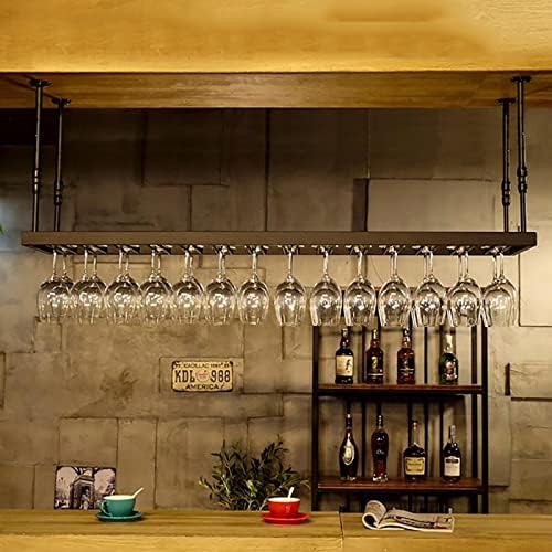 Ceiling Metal Wine Glass Rack Height Adjustable Wall-Mounted Storage Holder