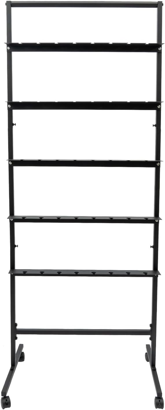 5 Tier Champagne Glass Holder with Lockable Wheels - Black