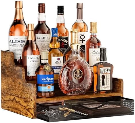 Yuzehuaza 3-Tier Liquor Display Shelf with Drawer
