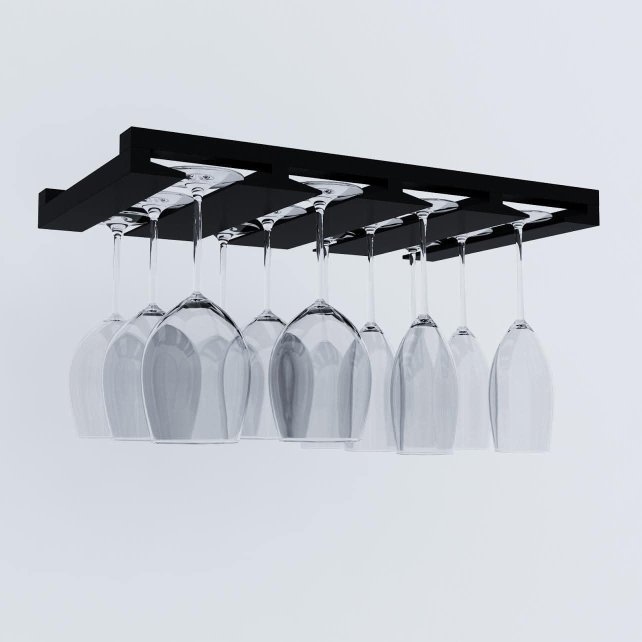 Rustic State 4 Sectional Wine Glass Rack - 12 Glasses - Black