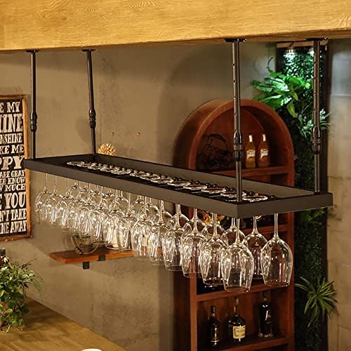 Ceiling Metal Wine Glass Rack Height Adjustable Wall-Mounted Storage Holder